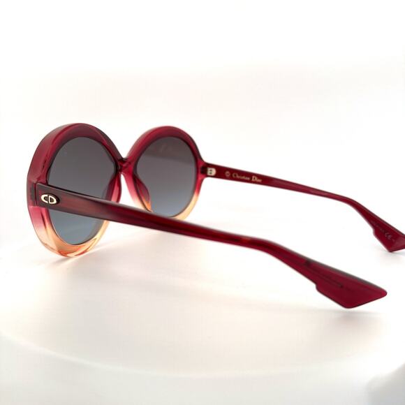 Dior Sunglasses Bianca OT5I7 Burgundy Pink Round Frame Gray Petrol Lens NEW main image 11